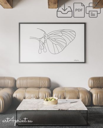 Butterfly line art print for room decoration