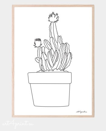 Cactus lineart print downloadable