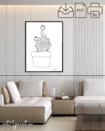 Cactus lineart print downloadable