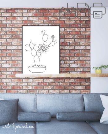 Cactus print downloadable interior decoration