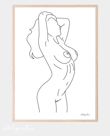 Erotic woman lineart print drawing artistic lines