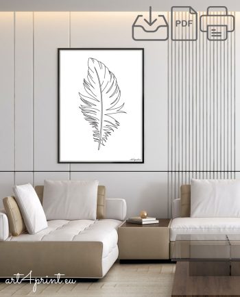 Feather art drawing print interior decoration ideas