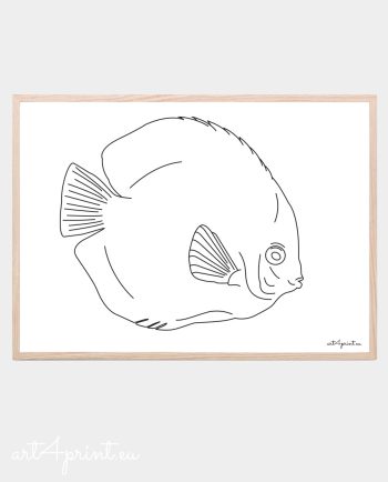 Fish black line art work digital downloadbale prints