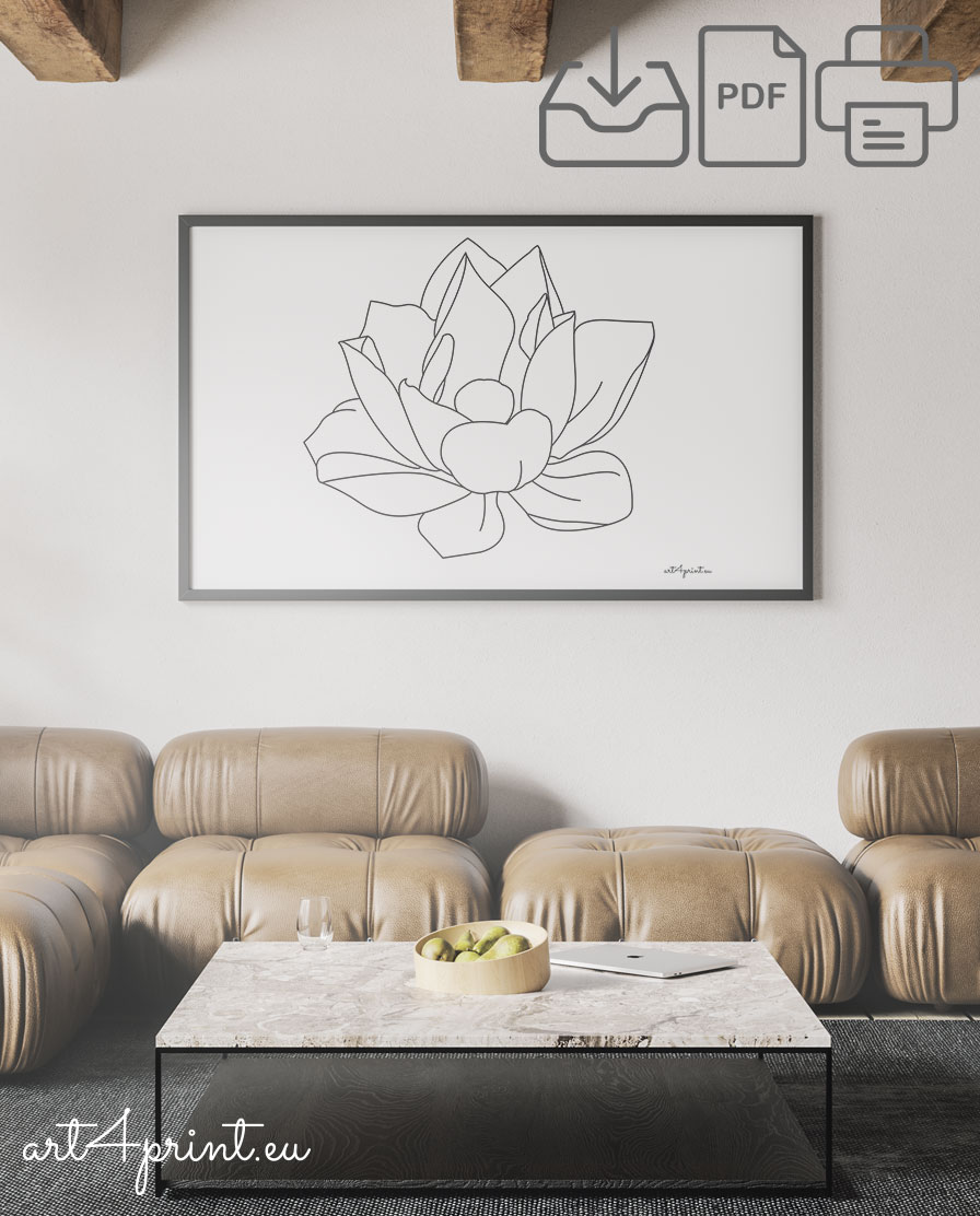 Flower print artwork line design minimalistic