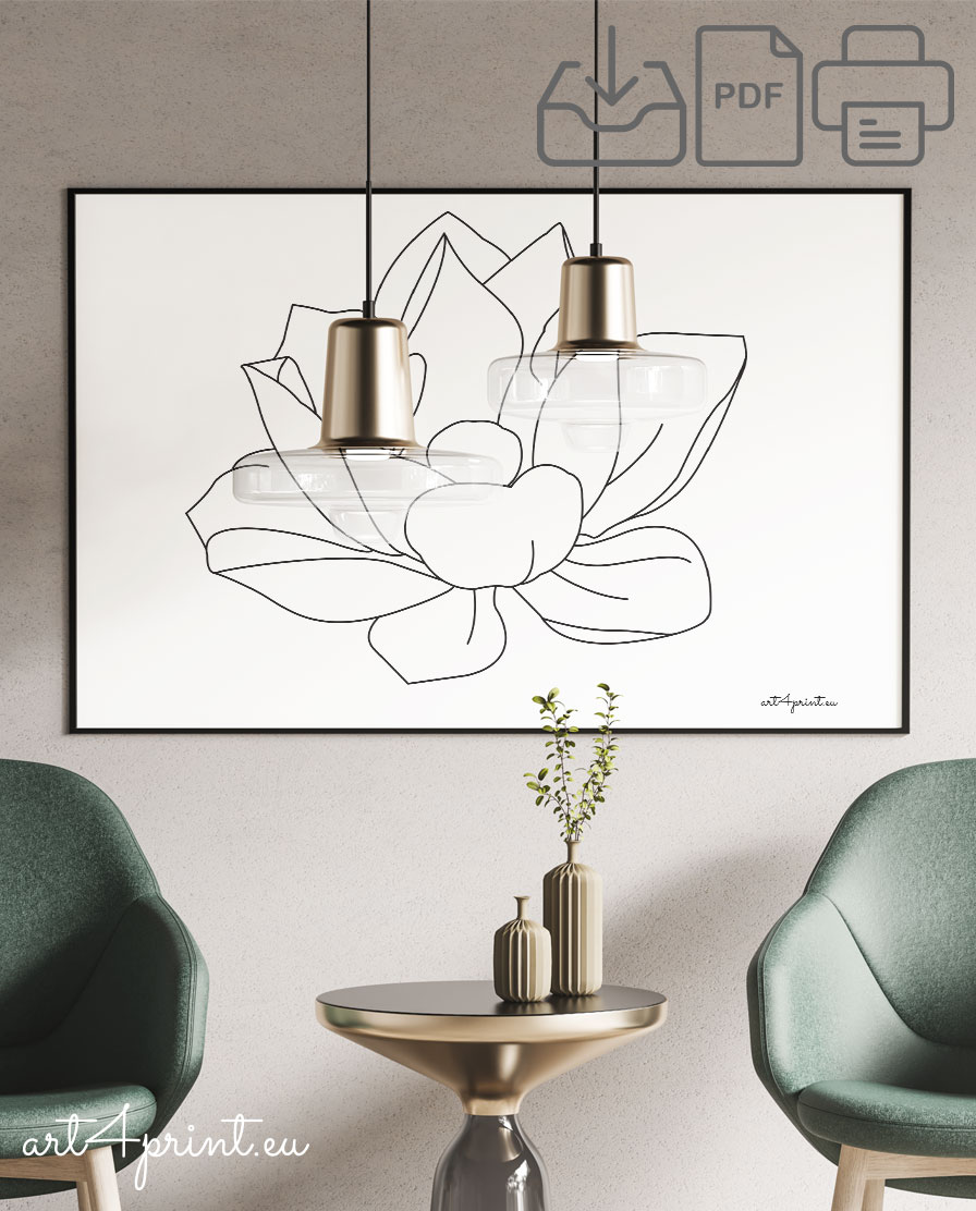 Flower print artwork line design minimalistic