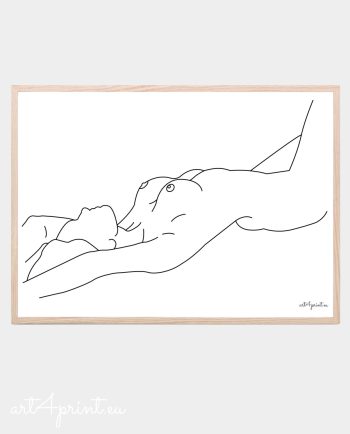 Nude woman art print drawing gift