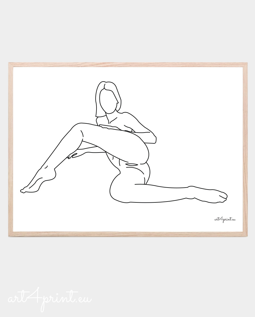 Nude woman art print for download wall decoration