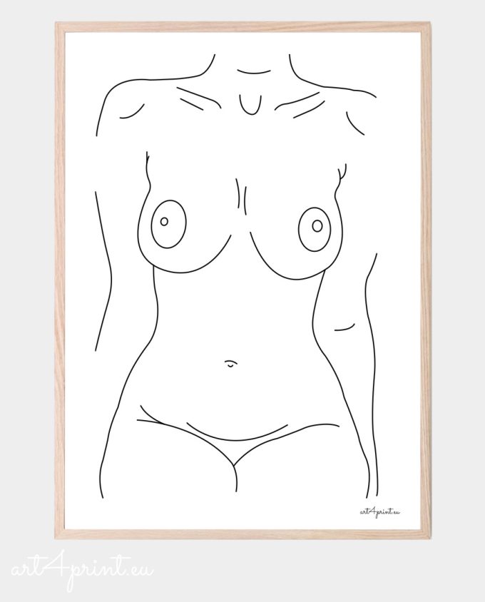 Nude women line drawing wall art