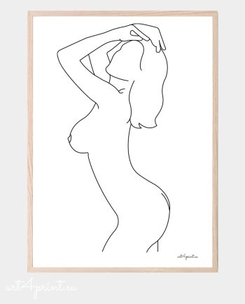 Nude woman line drawing erotic print